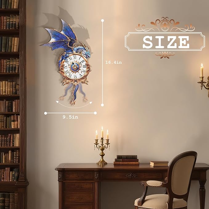 3D Dragon Puzzle Clock - DIY Building Kit for Adults, Roman Numeral Wall Timepiece with Silent Movement, Creative Home Decor & STEM Gift for DIY Enthusiasts