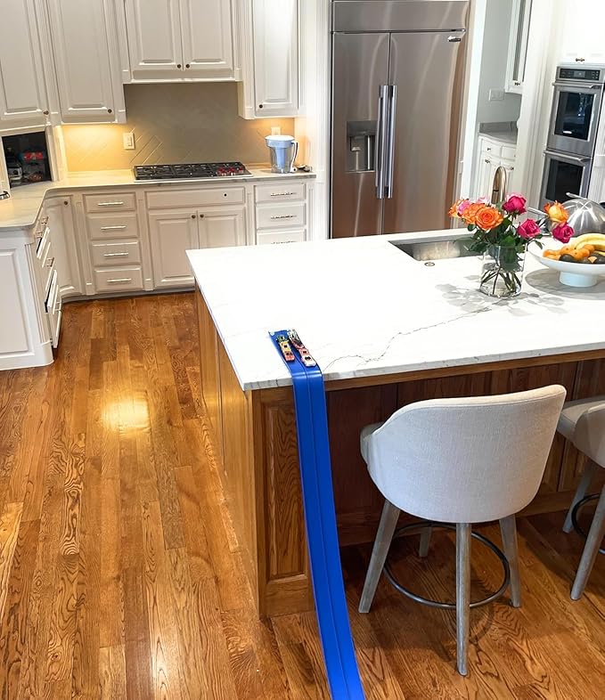 FlexTrack 5000 Flexible Race Car Track for Kids Toy with Suction Cups Compatible with Hot Wheels and Diecast 1/64th Cars and More 15 Feet Long Rolls Up Portable Racetrack (Racing Blue)