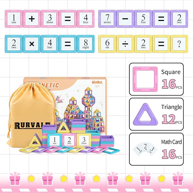 Toddler Girl Toys, Magnetic Tiles Basic Set, Birthday Gifts Ideas for Girls Age 3-5, Magnetic Building Blocks, Magnet STEM Montessori Toddler Kids Christmas Toys Gifts for 3 4 5 6 7 Year Old Girls