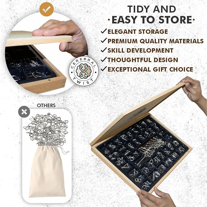 Wooden Brain Teaser Puzzles for Adults - Metal Puzzles for Adults - Metal Puzzles Brain Teasers