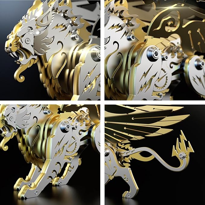 3D Metal Puzzles for Adults,3D Metal Model Kits Mechanical Golden White Tiger,Steel 3D Puzzles Stainless Steel Ornaments for Adults Home Decor Art Craft Gifts Toys.