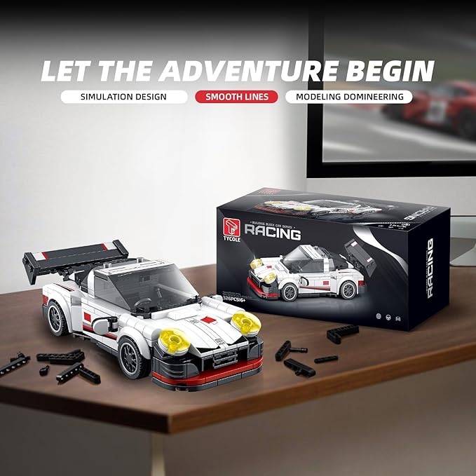 VGD Car Building Sets With Display Case, Classic Model Kits Speed Building Blocks Set, Cool Collectible Super Race Kit Birthday Gifts for Adults Sportscar Lovers Kids - 326PCS