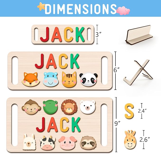Newly Upgraded Personalized Name Puzzle for Kids, Custom Name Puzzle Personalized Baby Gifts 1st Birthday for Boys Girls Montessori Toys Nursery Decor Toddler Educational Toys