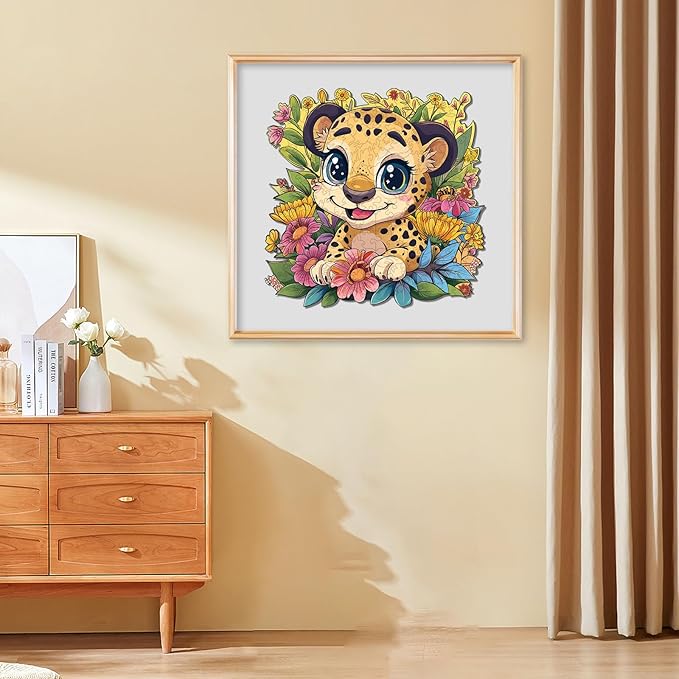 Wooden Jigsaw Puzzles 500 Pieces-Little Tiger,16.8x16.8in,Royal,Wooden Puzzles for Adults,Unique Shape Animal Adult Puzzles,Irregular Wood Puzzles Best Gift for Adults and Kids Family Game