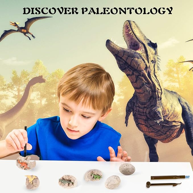 Dinosaur Fossil Digging Kit for Kids, Eggs Excavation Dig Kit, Toys for Kids 5-7 8-12, Great Birthday for Boys and Girls