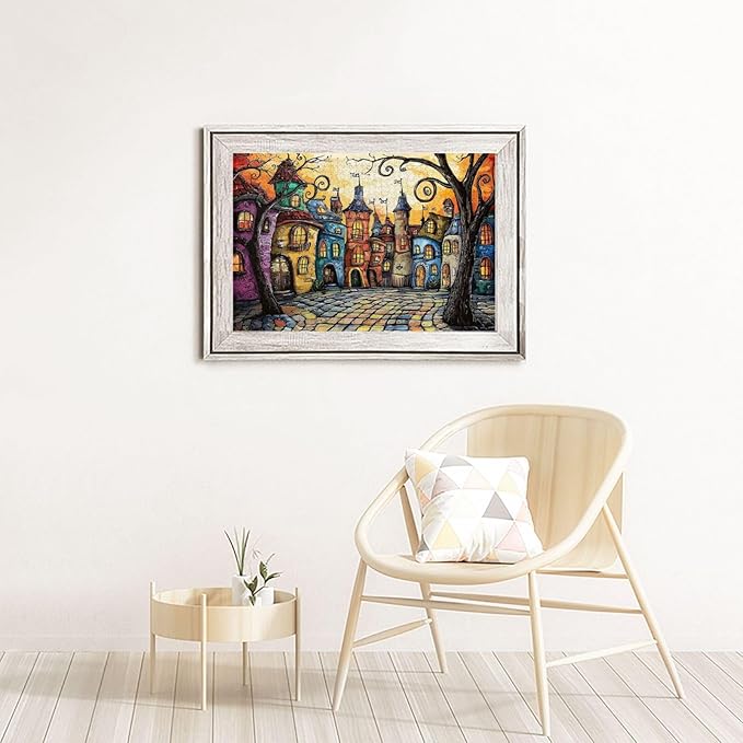 Fairytale House Puzzle 1000 Pieces，Colorful Houses Puzzles for Adults 1000 Pieces, Fairy Tale Town Puzzles，Charm Town Whimsical Jigsaw Puzzle,Magic Puzzle Art，Challenging for Night Game