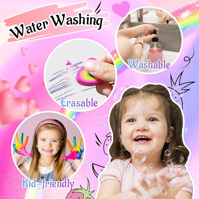 56 PCS Washable Scented Markers Set with Glitter Pencil Case, Mermaid Unicorn Arts and Crafts for kids 4-6-8 Kids Coloring Drawing Kits for 4-8 Years Old Girls Birthday Gifts