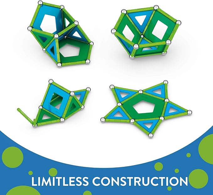Geomag Classic Magnetic Toys for Kids Ages 5+, 52pc Educational STEM Magnets for Kids - Swiss-Made Magnetic Blocks, Tiles and Building Toys from 100% Recycled Plastic