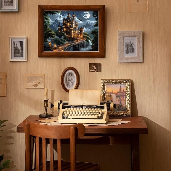 GLOBLELAND 300Pcs Night Magic Castle Wooden Jigsaw Puzzles for Adults 11.22x15.16inch Colorful Dragon and Castle Wood Puzzles for Holidays Birthday Gifts