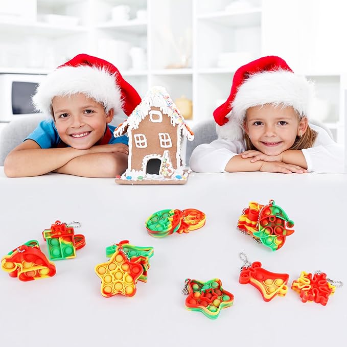 24 Pack Christmas Mini Pop Fidget Toy Pack for Kids Girls Boys Toddlers Christmas Stocking Stuffers Party Favors Gifts Stress Relief