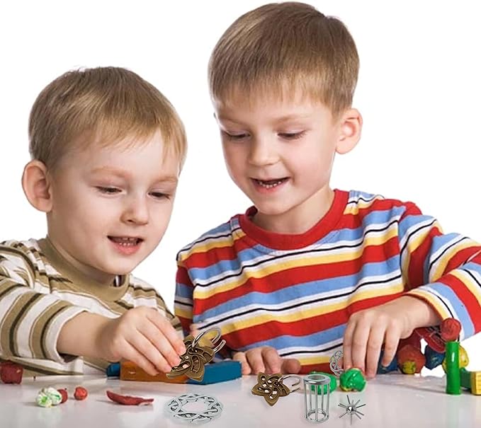Metal Brain Teasers Puzzles for Kids and Adults 3D Unlock Interlocking Puzzles IQ Logic Test Disentanglement Educational Toy for Kids Adults