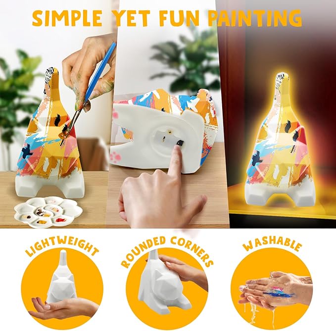 Goodyking Paint Your Own Lie Cat Lamp Kit, DIY Cat Crafts Night Light, Arts & Crafts for Kids Ages 8-12, Painting Kit for Girls Boys Age 4 5 6 7 8+, Art Supplies Creative Gift for Birthday, Party