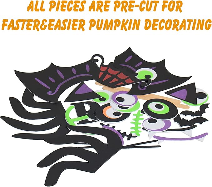 16 Packs Foam Halloween Pumpkins Decorations Stickers, Make Funny Pumpkins Craft Kits for Holiday Decor Kit Party Best Gift for Kids Adult Girls Boys DIY Jack-O-Lantern Pumpkin