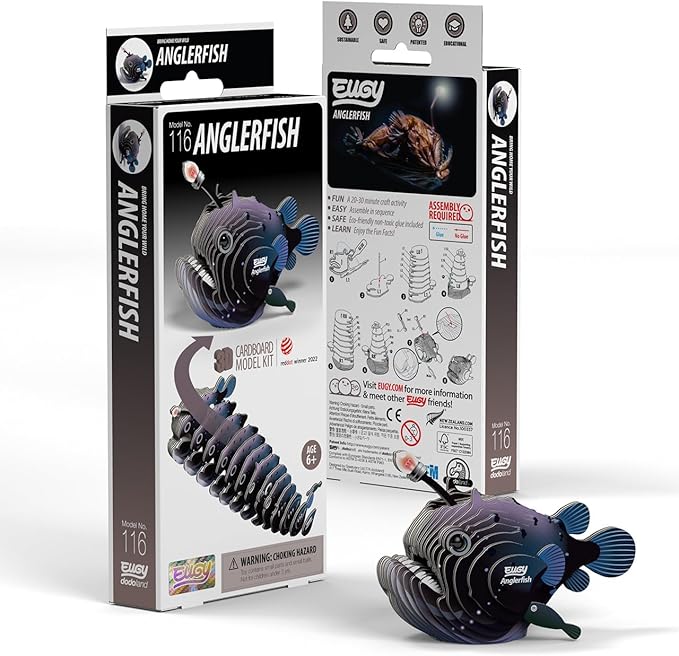 Eugy Anglerfish 3D Puzzle - 29 Piece Eco-Friendly Educational Toy Puzzle for Boys, Girls & Kids Ages 6+