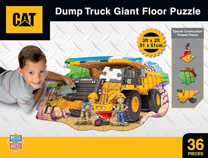 MasterPieces Floor Puzzle - Jumbo Size 36 Piece Jigsaw Puzzle for Kids - Caterpillar Dump Truck Tractor - 3ftx2ft