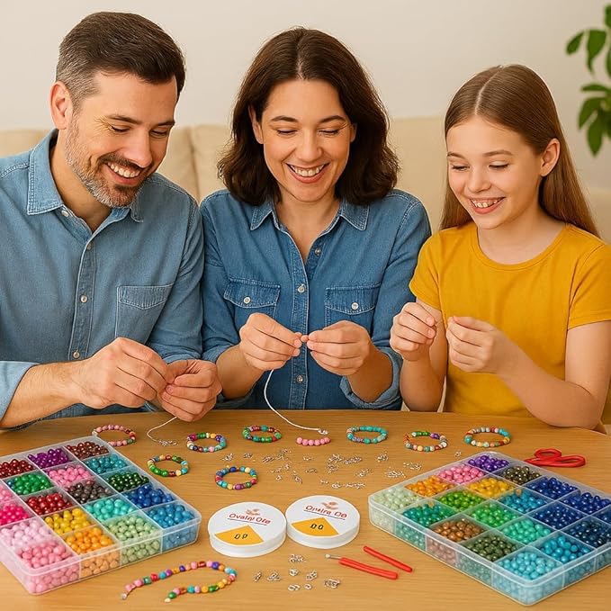 Glass Beads Kit for Jewelry Making - 3 Box Set 72 Colors, 3000pcs Round Colorful Beads for DIY Bracelet Necklace Earring Keychain, Colorful Glass Beads Bracelet Making Kit - 6mm