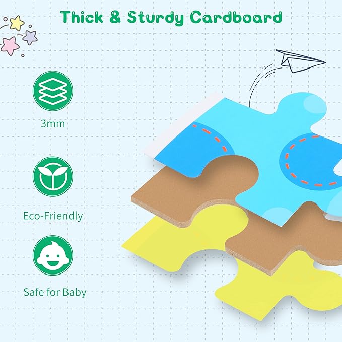 FLYINGSEEDS 6 Packs Parent-Child Themed Wooden Jigsaw Puzzles for Toddlers Ages 1-3, Level-Up Puzzles for Beginner, Montessori Learning Toys Preschool Family Activity for Kids Ages 2-5