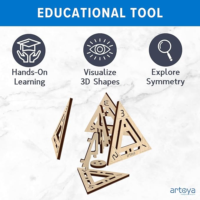 3D Wooden Puzzles for Teens & Adults – Smart Brain Teaser Puzzles, Wood Models, Creative & Educational Fun, Sustainable Materials, Ages 14 and Up Tetrahedron D4.