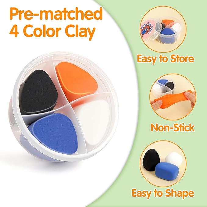 Air Dry Clay Kit for Kids, 12 Animals Modeling Clay with Tutorial Cards & Video, 8 Sculpting Tools, Ultra Light, Safe & Non-Toxic, DIY Art and Crafts Gifts for Boys Girls