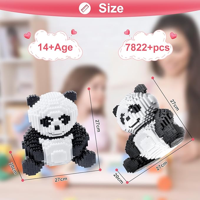 AHZILEl Animal Panda Blocks Building Set, 7822 Pcs Cute 3D Puzzle Mini Building Bricks Toy Kits, DlY Educational Particle Building Birthday Gift