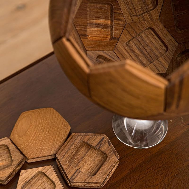 3D Wooden Soccer Puzzle, Handmade DIY Football Puzzle Gift for Kids, World Cup Souvenirs, Luxury Home Decoration Ball Ornaments, Decor for Bedroom, Living Room, Office - Solid Teakwood