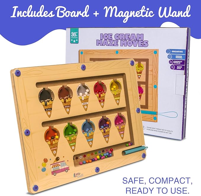 Montessori Magnetic Color and Number Maze Puzzle Board – Educational Wooden Toy for Toddlers, Fine Motor Skills & Counting Game Ages 2–5