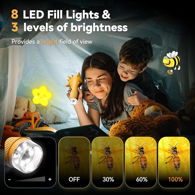 HP40 IPS Microscope for Kids: [Easy and Fun] 2" Portable Handheld Kids Microscope Miniscope, Pocket Mini Scope Educational Science Kit, Christmas Birthday Gifts for Kids, PC View, Orange