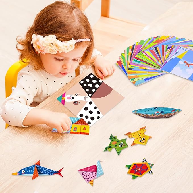 Origami Paper Kit for Kids Ages 5-8 8-12,152 Sheets Origami Paper Set - 72 Double Sided Patterns with Guiding Book,DIY Art and Crafts Kit Travel Activities Party Favor Gifts for Girls Boys