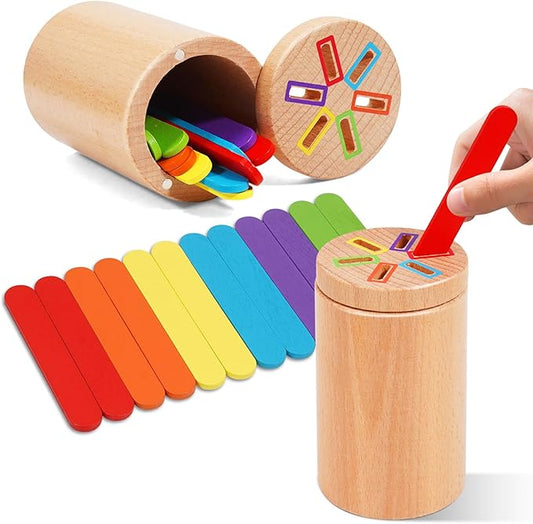 Montessori Toys for 1-3 Year Old, Fine Motor Skills Toys for 2-3 Year Old Wooden Color Sorting Stacking Toy for 18 Month+ Old Boys Girls Educational Gift for 3 4 5 Year Old Kids Birthday