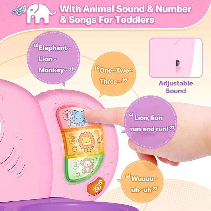 SpringFlower Toddler Basketball Hoop & Soccer Goal Activity Center Toys with Light & Music,Elephant Toddlers Musical Toys Gift, Baby & Toddlers Christmas Birthday Gift for 1 2 3 Year Old Girls & Boys