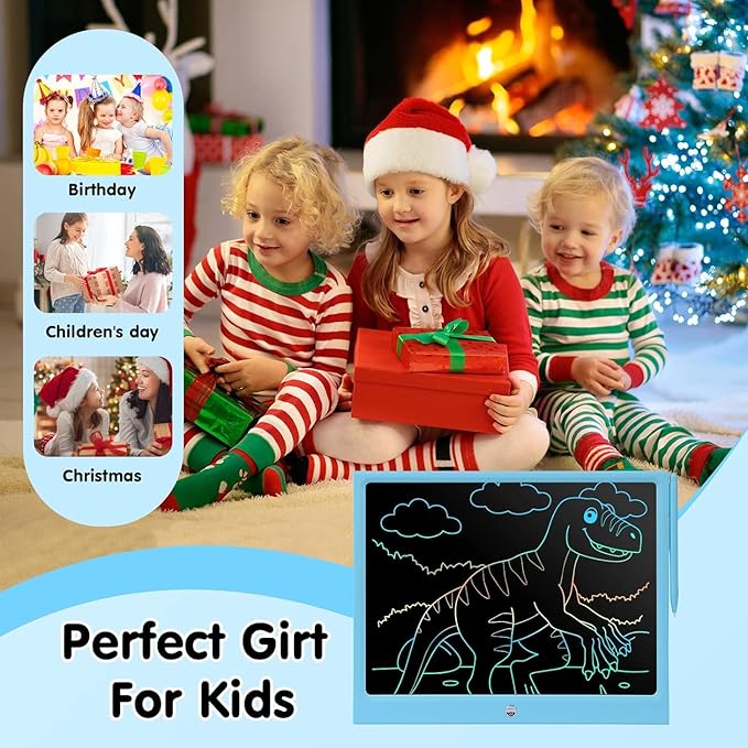 EooCoo Toys for Ages 4-8, Drawing Board, 15 Inch LCD Writing Tablet, Electronic Drawing Tablet, Boy Birthday Gift, Kids Toys, Drawing Pad Learning Games, Kids Travel Essential