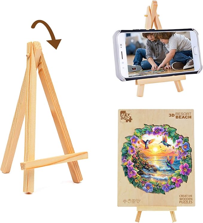 Wooden Puzzles for Adults - Beach Flower Wood Puzzles Adult - Unique Animal Shape Wooden Jigsaw Puzzles for Adults - Birthday Gifts for Puzzle Lovers, Family (8.5 * 8.5in)