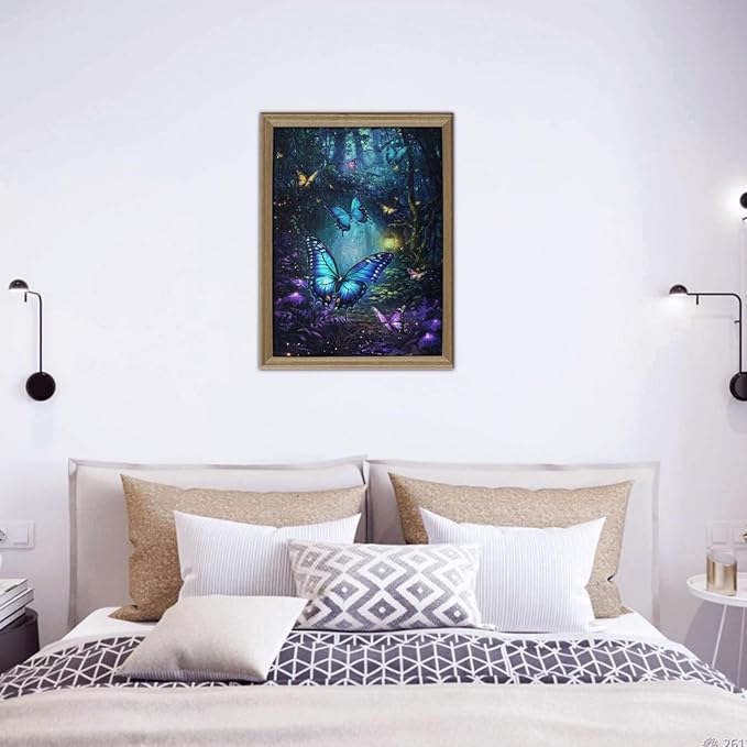 Butterfly Puzzles for Adults 500 Pieces,Magical Forest Puzzles 500 Pieces, Fantasy Puzzle,Glow Art Jigsaw Puzzles Butterflies,Fantasy Colorful Butterfly Insect Puzzle As Family Game for Adults