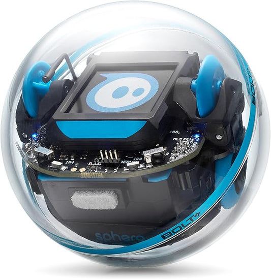 Sphero Bolt+: Coding Robot Ball - Program with Draw, Drag-and-Drop Blocks, Javascript, & Python - Animated LCD Screen - Ages 8+ - Durable & Waterproof - STEM Toy for Kids & Teens