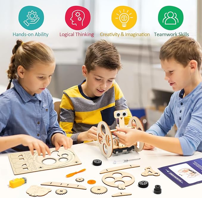 6 in 1 STEM Science Kits for Kids 8-12 5-7, Wood Craft Kit for Boys Age 8-10, Science 3D Puzzles Projects, Educational Craft Building Toys, Christmas Birthday Gifts for Girls Boys 6-13 Years Old