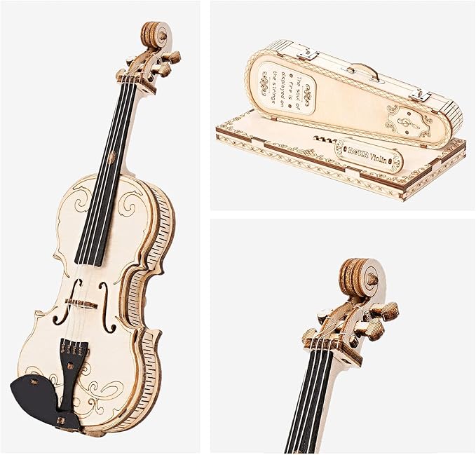 ROKR 3D Puzzles Wooden Craft Kits Musical Instrument Model Kit Collectibles Home Desk Decor Gift for Men Women Hobby for Adults (Violin Capriccio)
