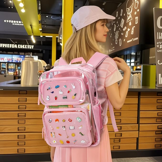 PACKISM Clear Backpack for School - 17 inch Large Heavy Duty Clear Bookbag, See Through PVC Backpacks (for age 12 above)