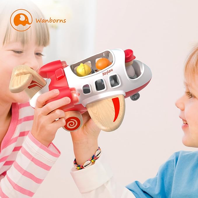 Airplane Toys for Toddlers 1-3, Toys Planes Toys with Sound and Light, Mini Airliner Toys for Introducing Aeronautical Knowledge, Car Toys for 18 Months, 2 3 4 5 Years Old Kids Boys Gift