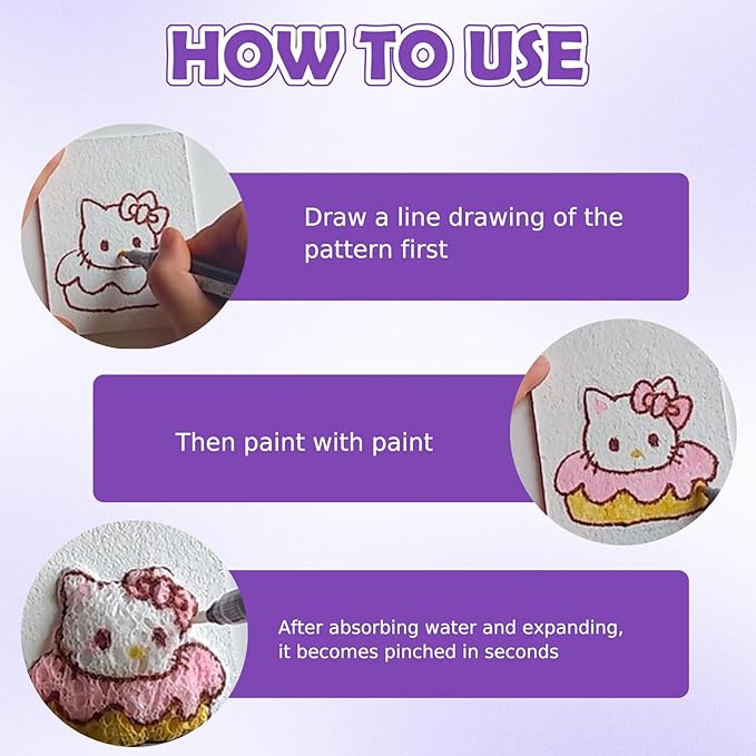 Magic Puffy Paint Foam Texture Paper – 12 Round 3D Foam Texture Sheets for DIY Puffy Paint Crafts and Kids Art Projects