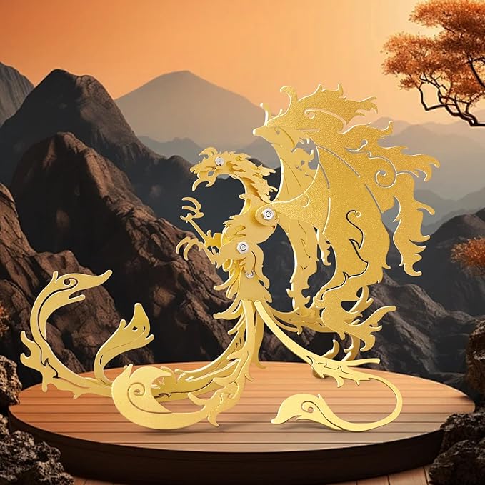 3D Metal Puzzles,3D Metal Puzzle for Adults,Mechanical Model Kit Gold Vermilion Bird,Steel 3D Puzzles Stainless Steel Ornaments for Adults Home Decor Art Craft Gifts Toys.