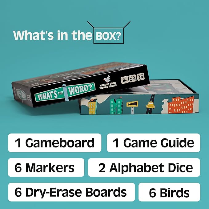 What's The Word, Party Board Game for Anyone Who Loves a Good Brain Teaser, 2-6 Players, Ages 8+ Years, 30-Minute Game Play, CB Games