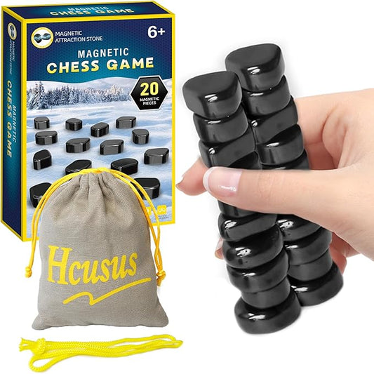 Magnet Game, Magnetic Game with String for Kids and Adults, Magnet Chess with Stones, 2 Player, 10 Min Play-Time, Board Games for Family Night, Travel-Friendly