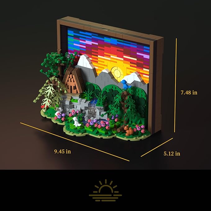 Ideas Sunset Wooden House Building Sets - 3D Puzzle Building Set for Adults, Ages 15+ - Beautifully Detailed Home Art Decor - Unique Gift Idea for Art Fans (1101PCS)