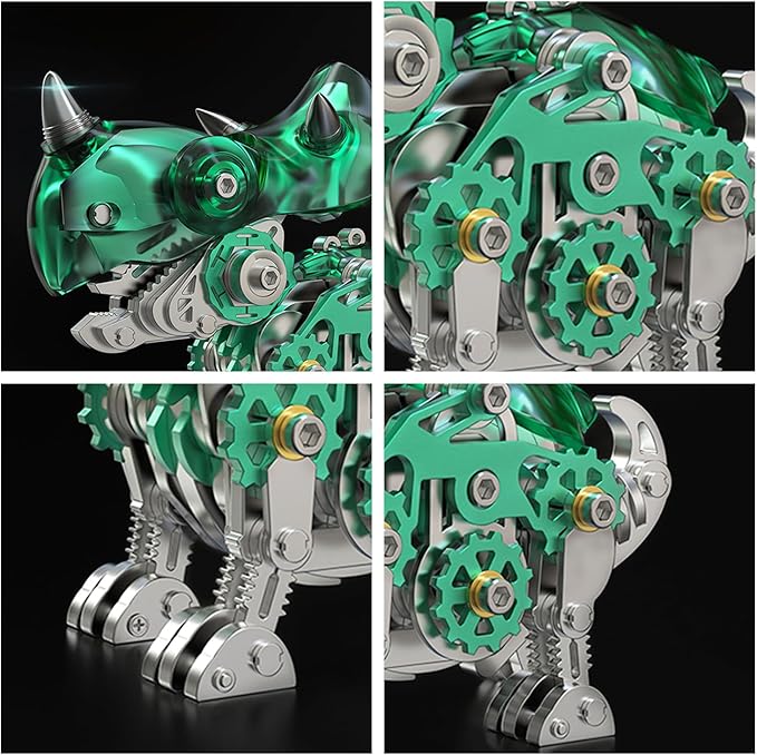 3D Metal Puzzles,3D Metal Puzzle for Adults,Mechanical Dinosaur Model Kit Triceratops,Steel 3D Puzzles Stainless Steel Ornaments for Adults Home Decor Art Craft Gifts Toys.