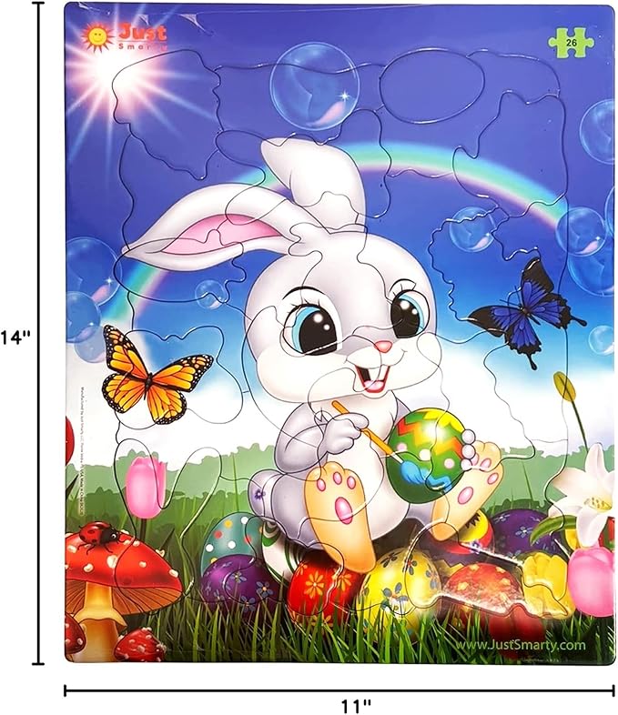 Just Smarty Jigsaw Puzzle Easter Bunny 26 Pieces for Kids Ages 3, 4, 5, 6 Year Old with Fun Shapes and Tray. Easter Gifts & Preschool Learning for Ages 3-6