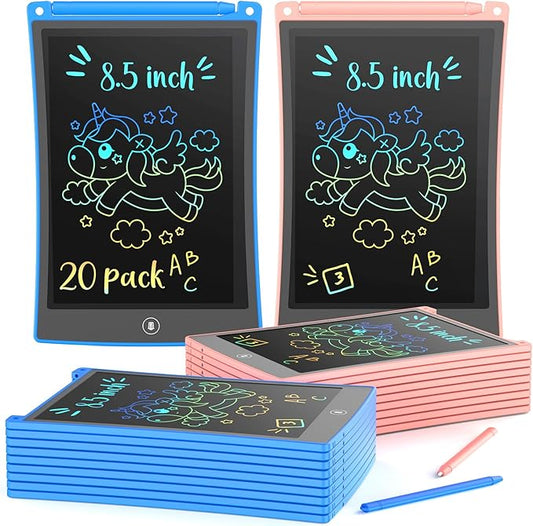KOKODI 20 Pack 8.5Inch LCD Writing Tablet for Kids, Colorful Doodle Board, Car Trip Travel Games Learning Toys, Erasable Drawing Pad, Birthday Gifts for Boys Girls Age 3 4 5 6 7 8(Blue & Pink)