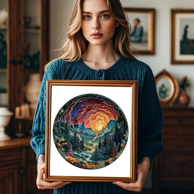 Wooden Puzzles for Adults, 3D Cave Sky Wooden Puzzles 200 Pieces, Unique Animal Shaped Wood Challenging Jigsaw Puzzles Gifts for Adults, 11.4x11.4in