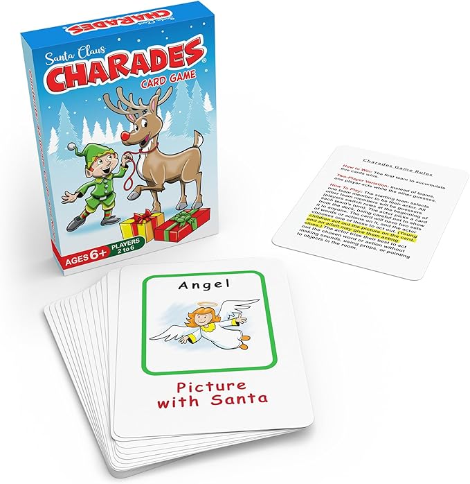 Arizona GameCo Santa Claus Charades, a Fun Christmas Game for Kids Ages 6+ – No Reading is Required to Play – Christmas Party, Family Board Game Night, Gift Idea, Stocking Stuffers