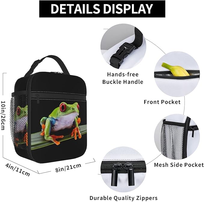 Frog Pattern Reusable Lunch Box Insulated LunchBox Cooler Lunch Bag