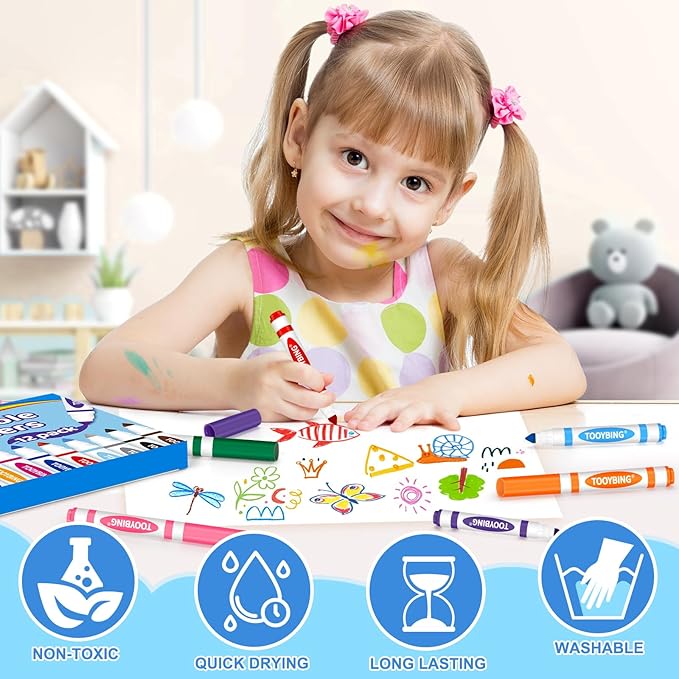 Washable Markers Bulk (288 Count, 24 Box), 12 Assorted Colors, Washable Markers for Kids Classroom School, Broad Tip Durable for Back to Classroom Art School Supplies Essentials